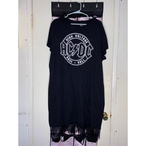 Torrid AC/DC T-shirt Dress with Lace Trimming